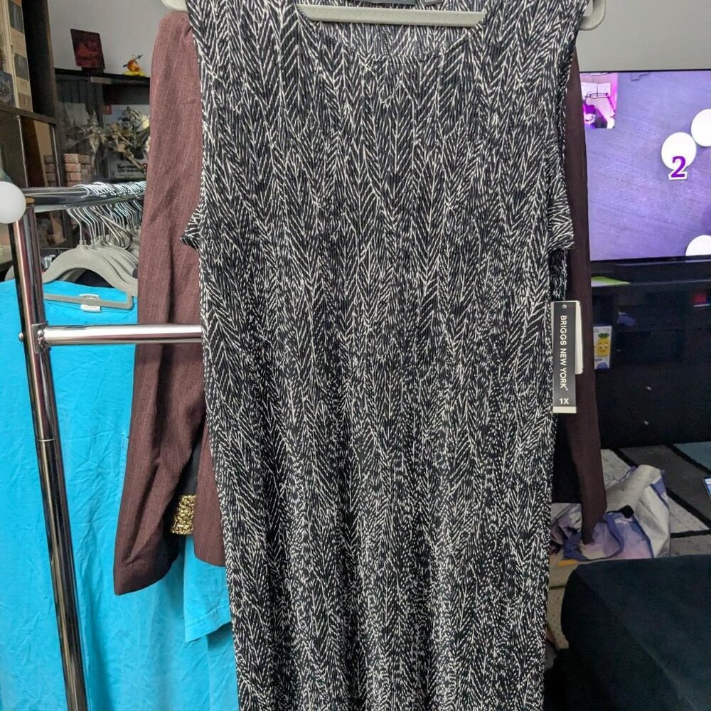 NWT Briggs New York Black & White Maxi Dress Size 1X.